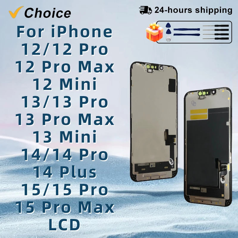 Novo oled para iphone 12 pro max 13 14 plus 15 pro 15 pro max display digitador oled para 12 13 pro max 12 mini display 13 mini lcd