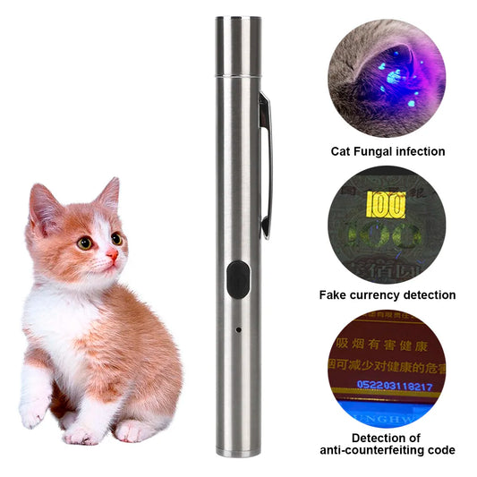 Pet Fungus Detection Waterproof UV Flashlight Cat Moss Tinea Light 365 UV Black Mirror Skin Ultraviolet Light Wood's Lamp