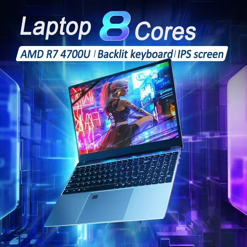 2024 ultrabook portátil 15.6 polegada amd r7 4700u/r5 4500u teclado retroiluminado windows 36gb ddr4 2tb desbloqueio de impressão digital notebook para jogos