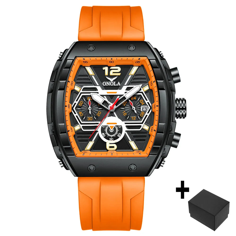 2024 design de moda venda quente relógio masculino onola multi funcional à prova dwaterproof água fita silicone quartzo relógios luxo masculino colok