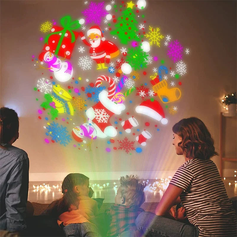 2025 Christmas Window Projector LED Snowflake Snow Elk Laser Projector 16 Patterns Projection Lamp Xmas Party Home Door Decor