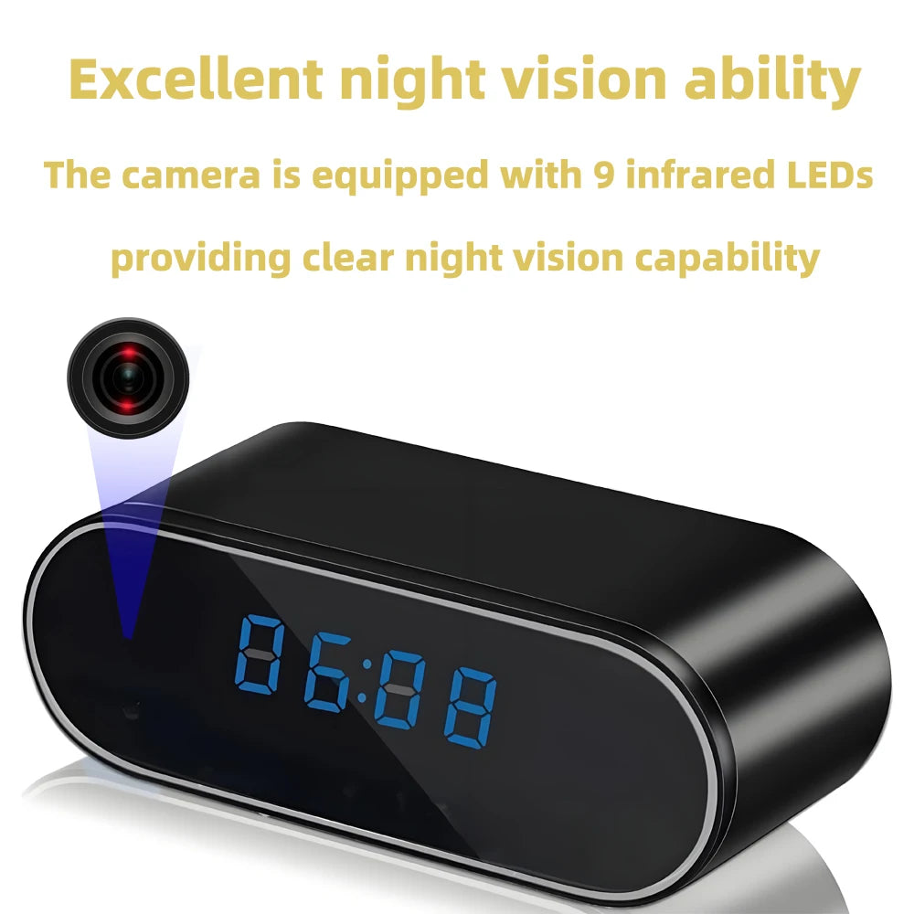 1080P WiFi Mini Camera Full HD Clock Camera with Movement Detect Night Vision for Home and Office Surveillance