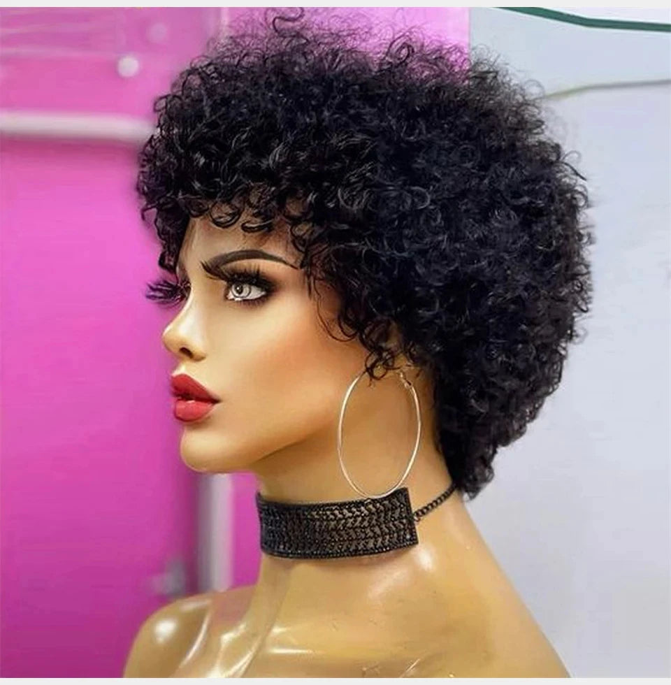 Grande bouncy afro kinky encaracolado perucas para mulheres negras pré arrancadas peruca brasileira virgem remy perucas de cabelo humano