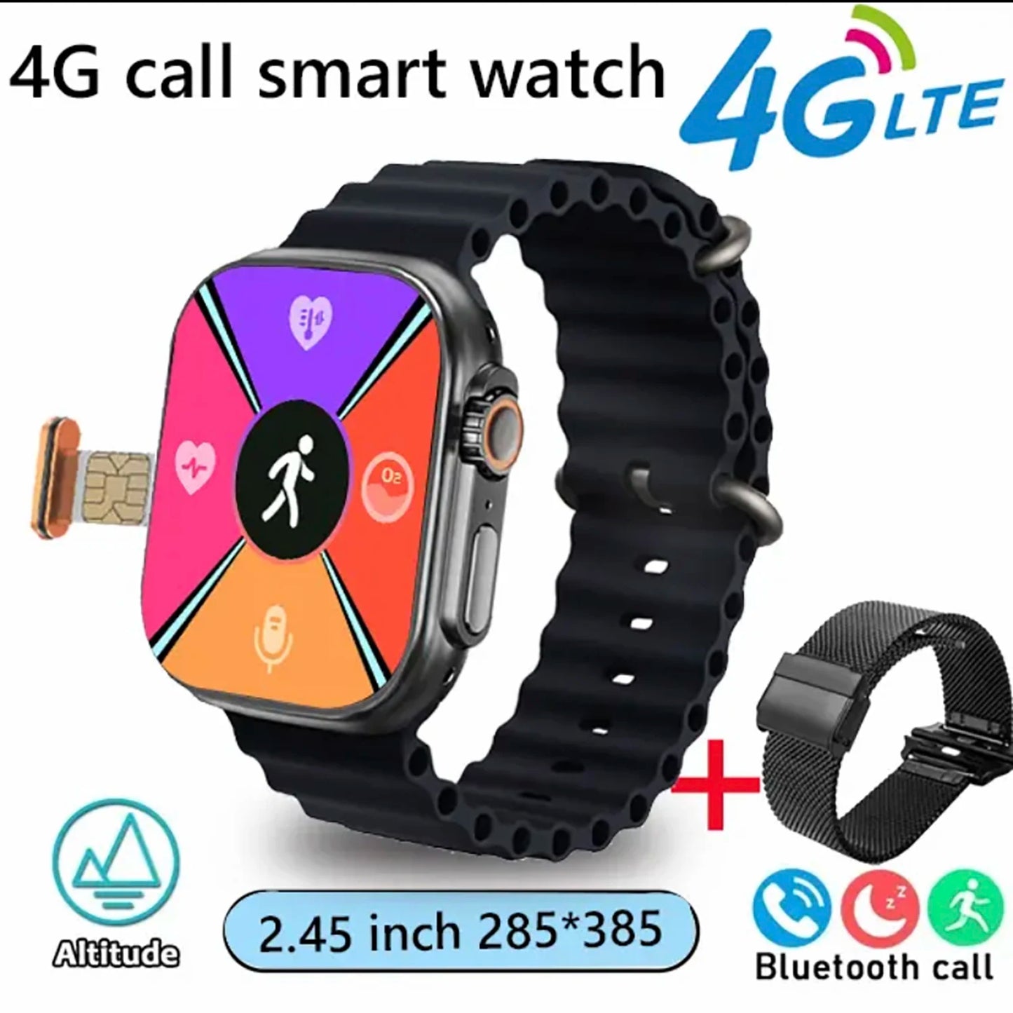 4G Call Smart Watch 2.1-inch 285*384 HD Screen Support SIM card Take a Picture Video call Fashion SmartWatch GPS NFC Smartwatch