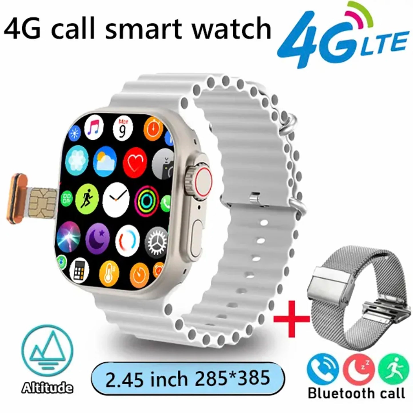 4G Call Smart Watch 2.1-inch 285*384 HD Screen Support SIM card Take a Picture Video call Fashion SmartWatch GPS NFC Smartwatch