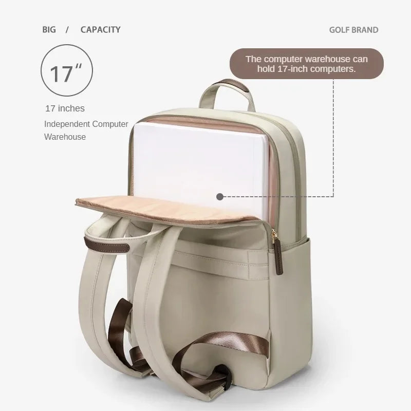 GOLF 17 Inch Laptop Backpack for Women Simple Business Computer Bag Fashion Large Capacity Travel Commuting University Backpacks