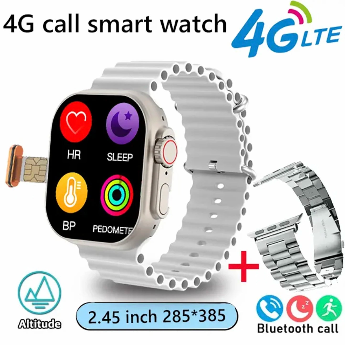 4G Call Smart Watch 2.1-inch 285*384 HD Screen Support SIM card Take a Picture Video call Fashion SmartWatch GPS NFC Smartwatch