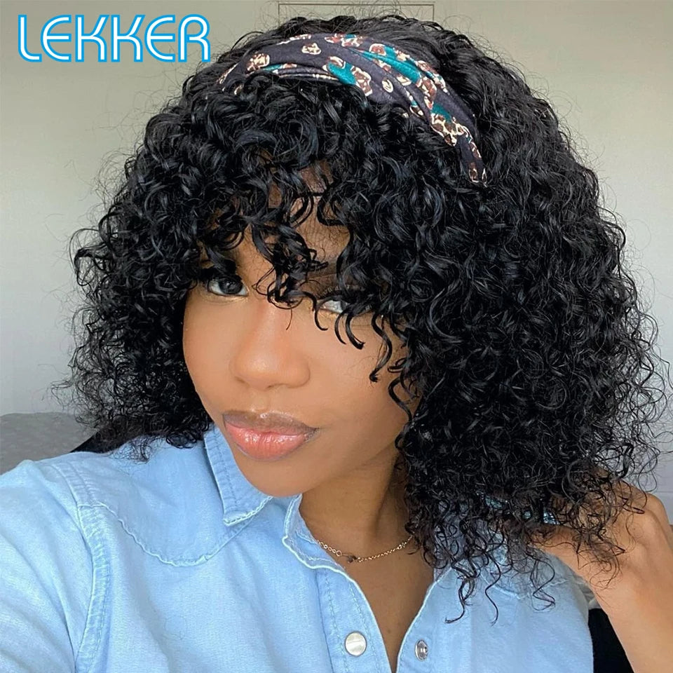 colorido curto pixie afro kinky encaracolado bob peruca de cabelo humano com franja para as mulheres brasileiro remy cabelo ombre marrom máquina completa