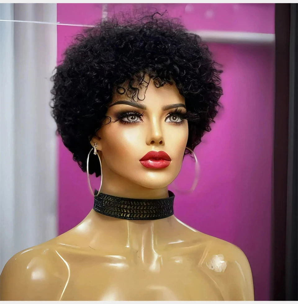 Grande bouncy afro kinky encaracolado perucas para mulheres negras pré arrancadas peruca brasileira virgem remy perucas de cabelo humano