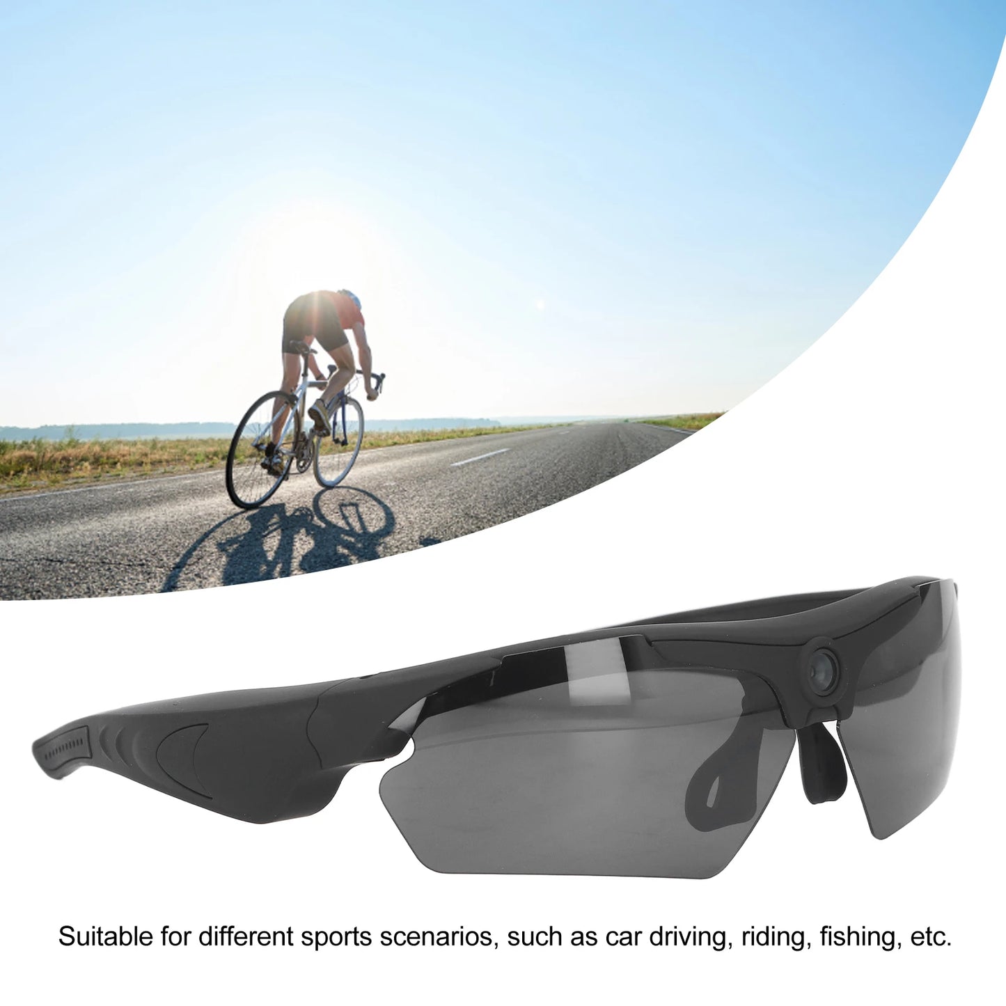 Camera Glasses Video Sunglasses 1080P Full HD Video Recording Shooting Camera Glasses for Cycling Driving Hiking Fishing Hunting