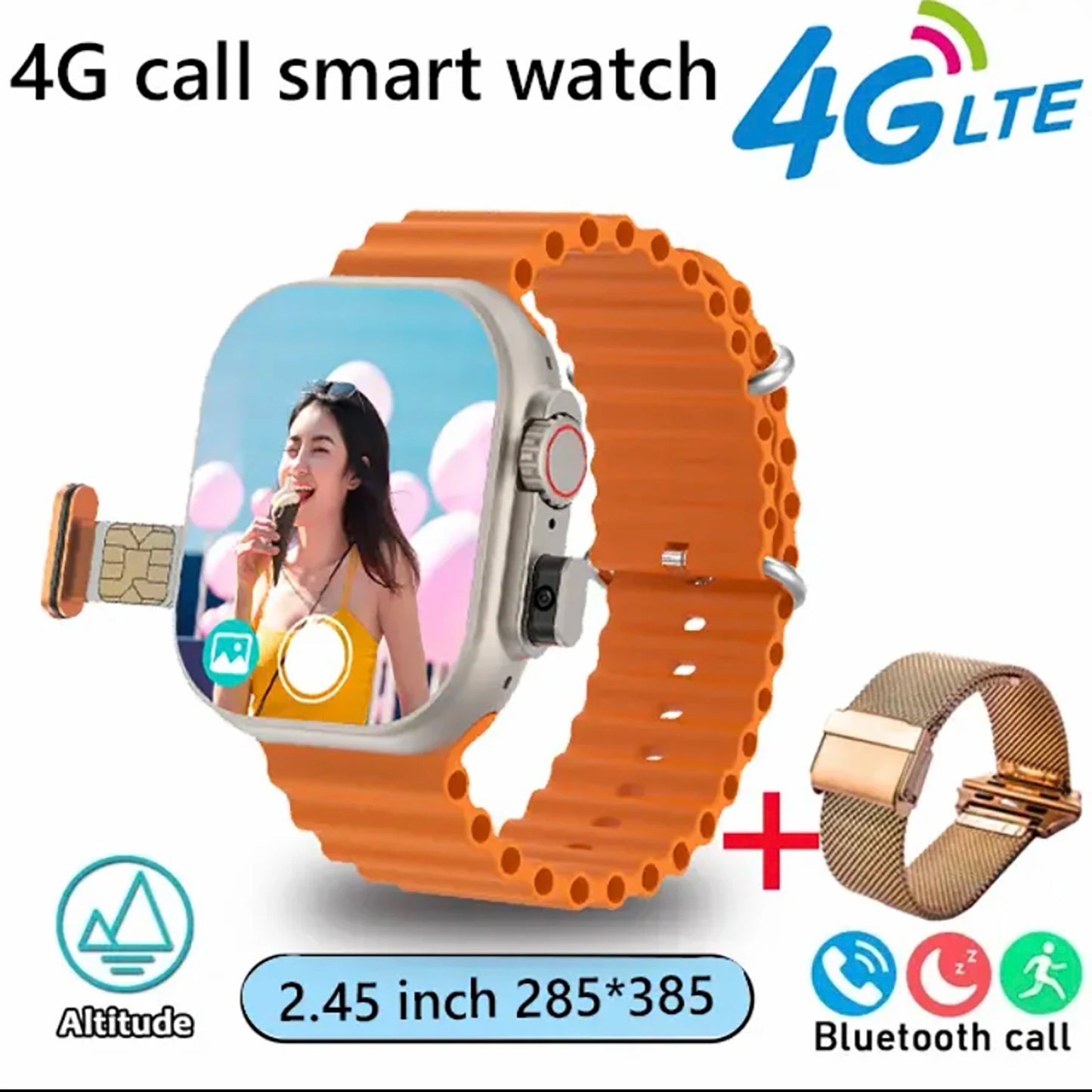 4G Call Smart Watch 2.1-inch 285*384 HD Screen Support SIM card Take a Picture Video call Fashion SmartWatch GPS NFC Smartwatch