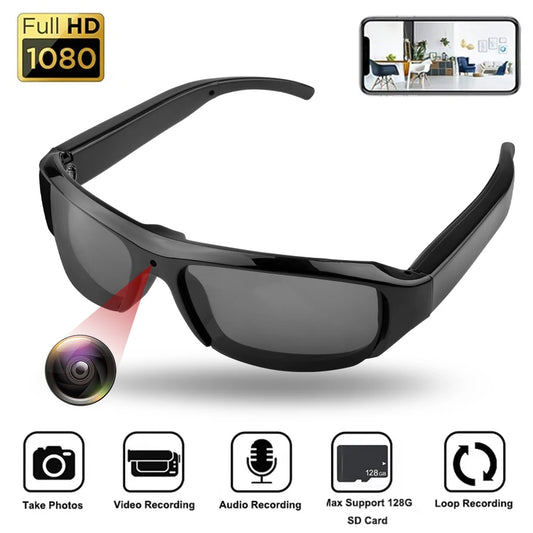 1080p HD Mini Camera Glasses Portable Camera DVR Video Recorder Outdoor Sports Camera Recorder Wearable Bike Smart Sunglasses