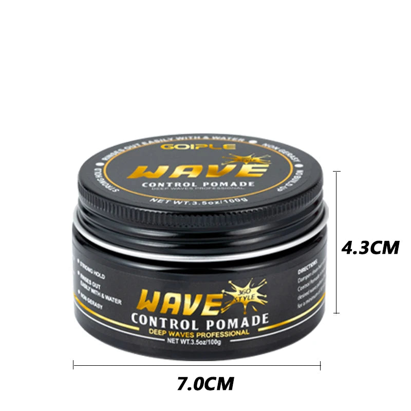 GOIPLE 100G Wave 360 Style Wax Nourishing Scalp Sport Wavy Curly Hair Control Gel With Cap Kit African Deep Waves Pomade For Men