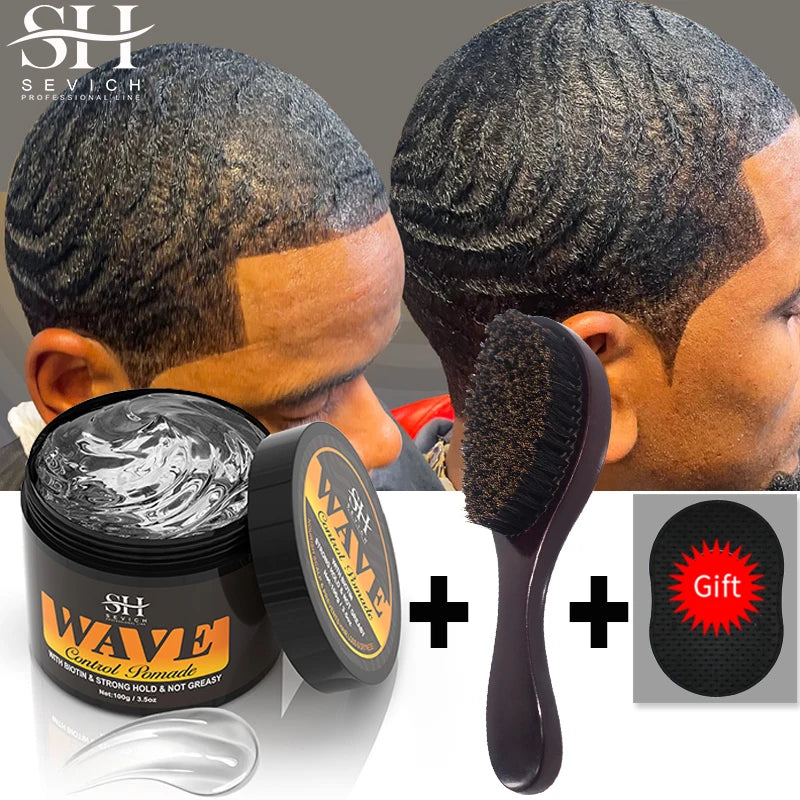 2024 Wave Hair Gel 360 Deep Waves Control Pomade Wavy Hair Oil With Brush Sport Strong Hold Wavy Frizz Control Gel For Black Men