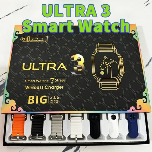 7 Watch Straps 10 Ultra 3 2024 New Watch Smartwatch 2.2HD Amoled Circular Screen ECG Monitoring Reloj inteligente Wristwatch ﻿