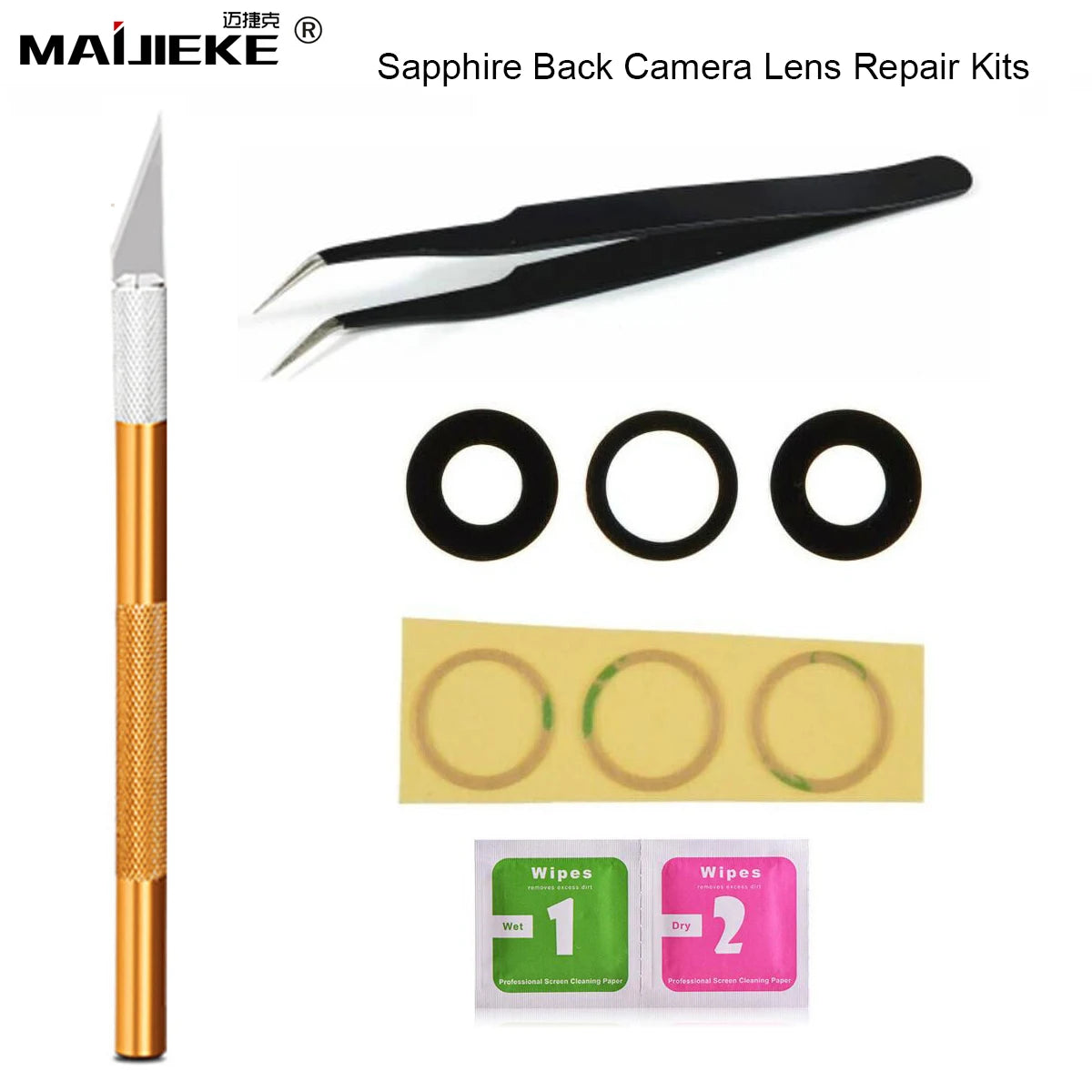 Sapphire Back Camera Lens For  iPhone 11 12 13 14 15 16 Pro Max 15 Plus 12mini 13mini X Xs Max Xr Rear Camera Lens Repair Kits