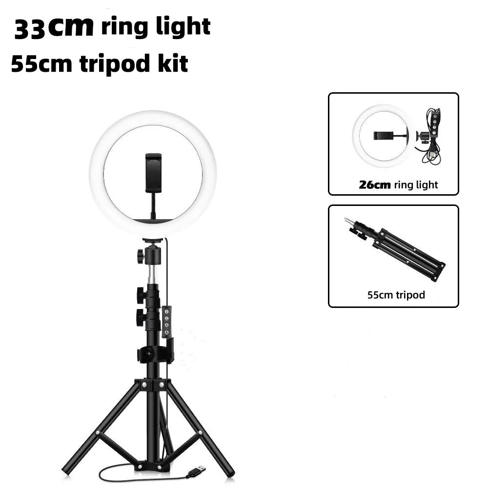 Youtube Shooting Vlog Selfie Circular Photo Ring Light Led Photographic Video Camera Lamp Studio Lighting Phone Holder