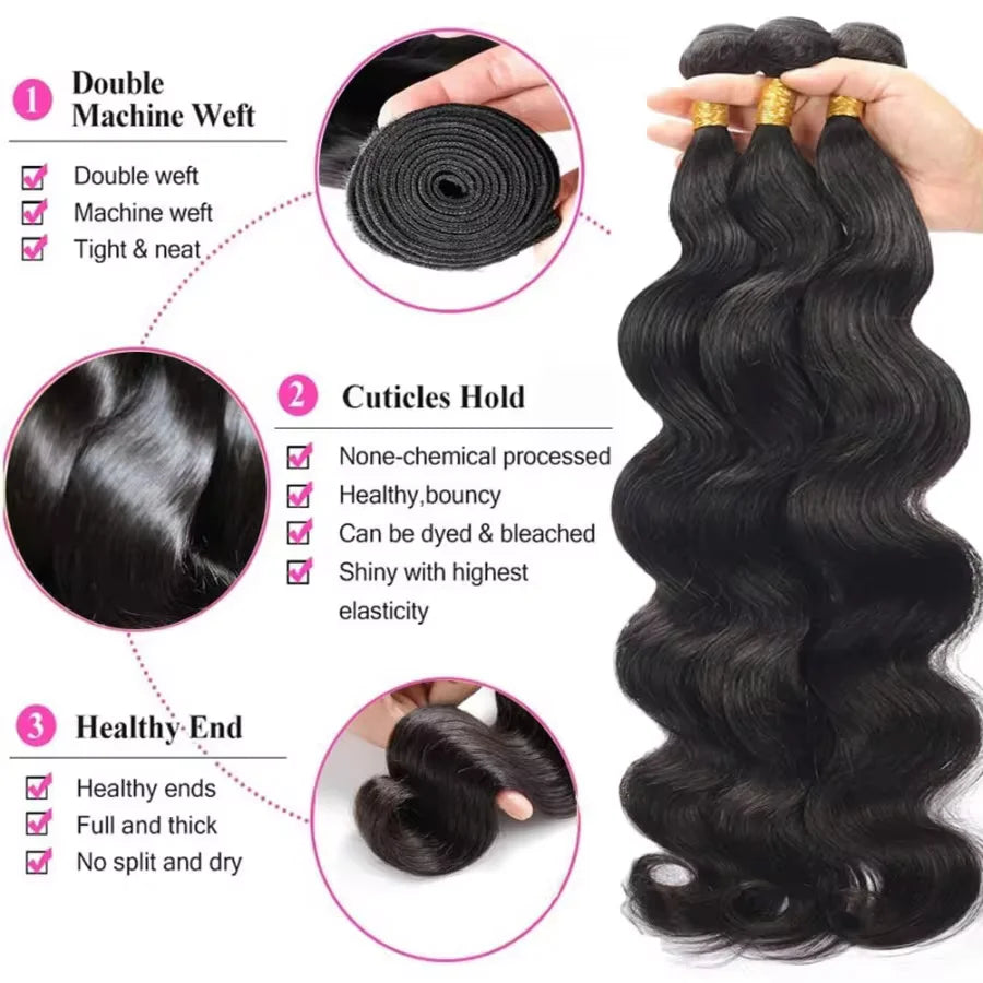 Cabelo brasileiro 100% Unprocessed Virgin Human Hair Weave Bundles 30Inch Long Body Wave Hair Extensions