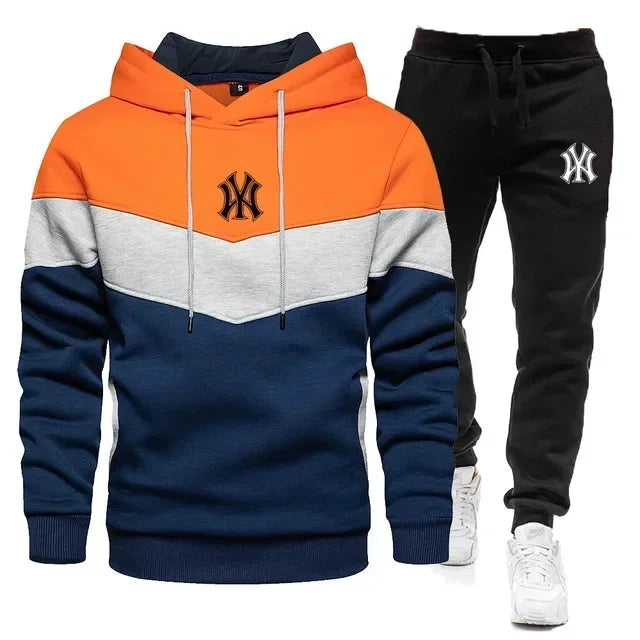 New Men's Sets Spring Autumn Zipper Hoodie and Pants 2 Pieces Casual Tracksuit Male Brand Running Jogging Sportswear Suit