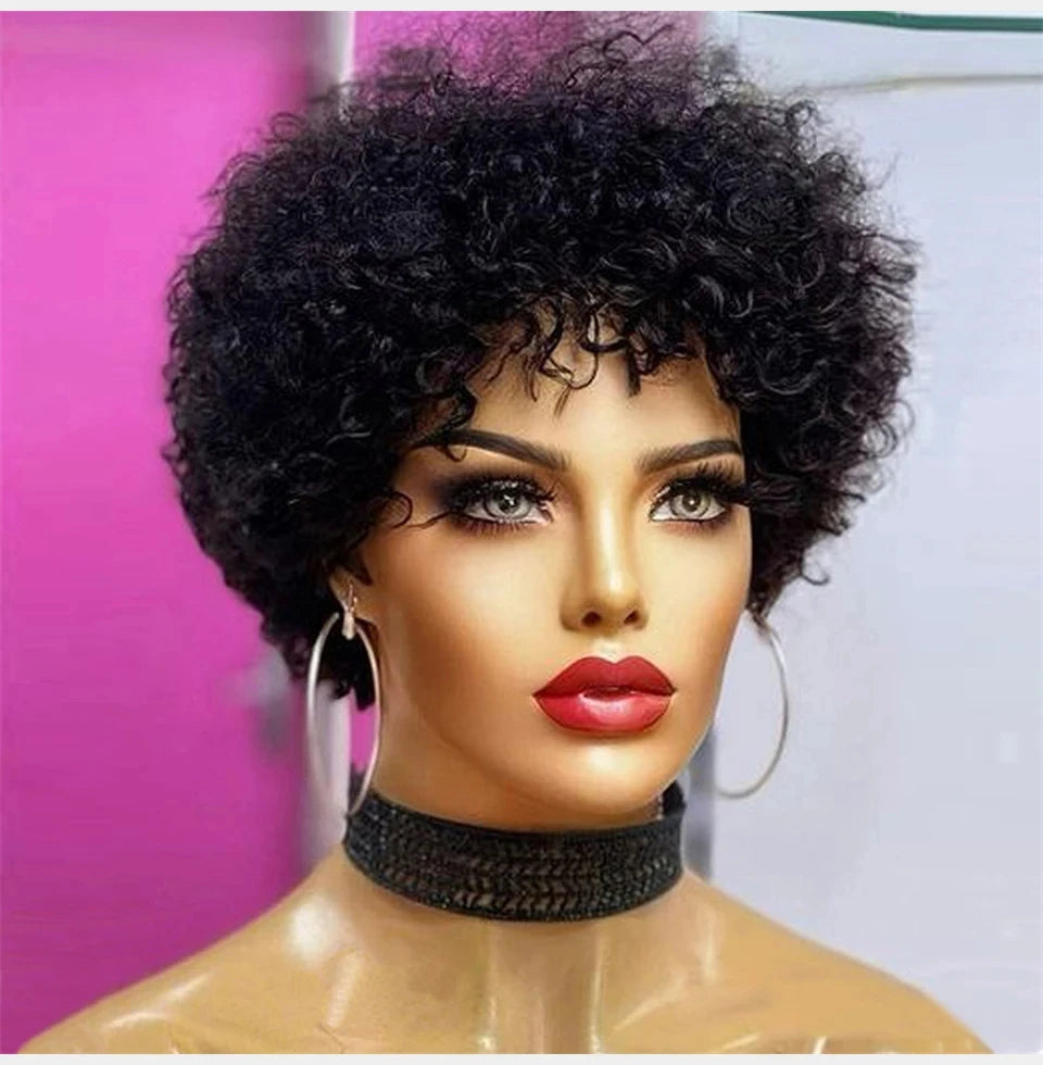 Grande bouncy afro kinky encaracolado perucas para mulheres negras pré arrancadas peruca brasileira virgem remy perucas de cabelo humano