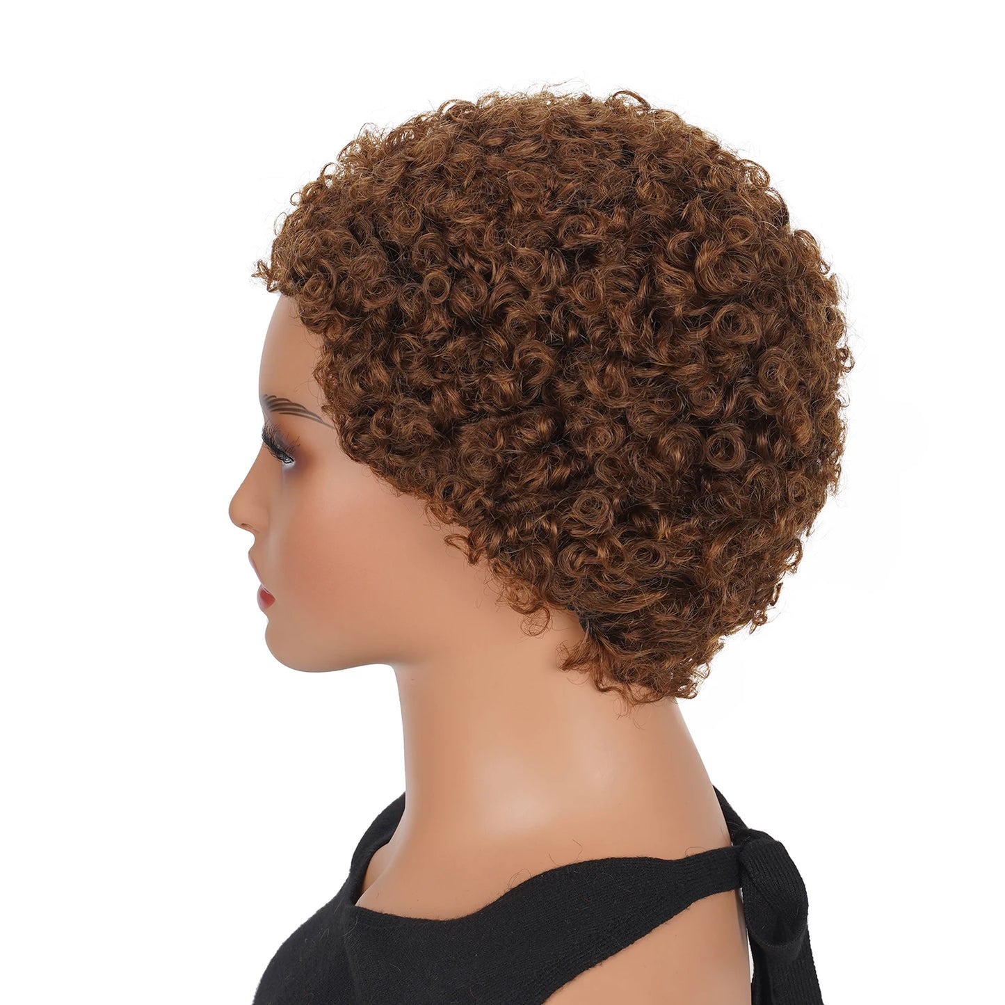 Pixie curto corte encaracolado perucas de cabelo humano brasileiro máquina de cabelo humano perucas para preto feminino natural preto encaracolado perucas de cabelo humano