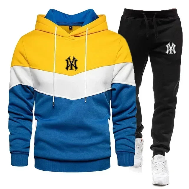 New Men's Sets Spring Autumn Zipper Hoodie and Pants 2 Pieces Casual Tracksuit Male Brand Running Jogging Sportswear Suit