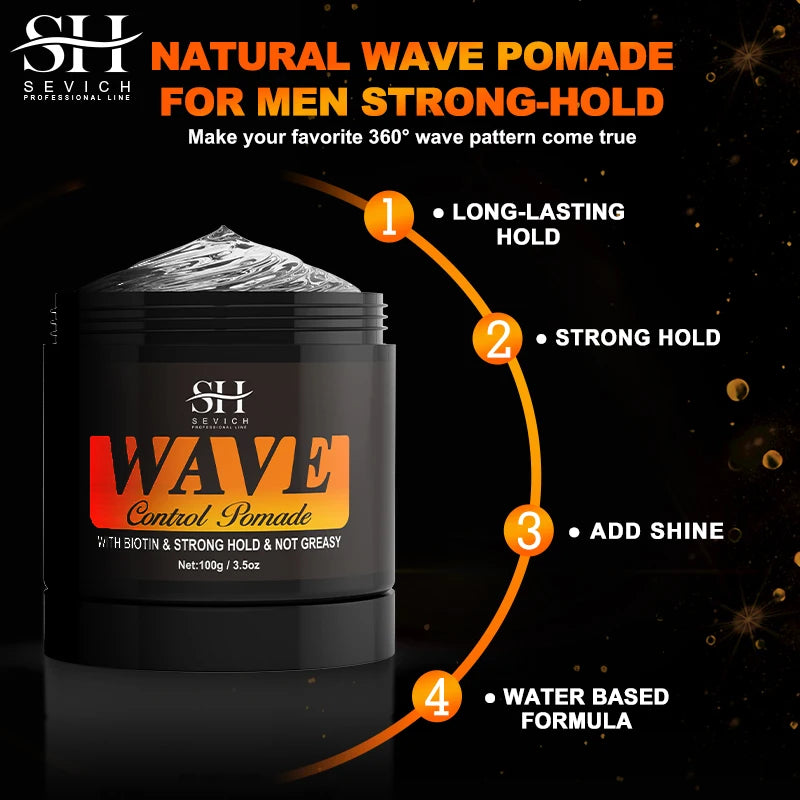 2024 Wave Hair Gel 360 Deep Waves Control Pomade Wavy Hair Oil With Brush Sport Strong Hold Wavy Frizz Control Gel For Black Men