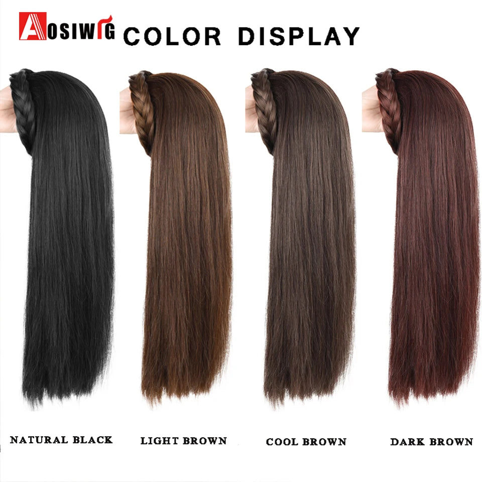 AOSIWIG Synthetic Long Curly Half Head Style Wig Heat Resistant Hair Costume Christmas Party Cosplay Natural False Hairpieces