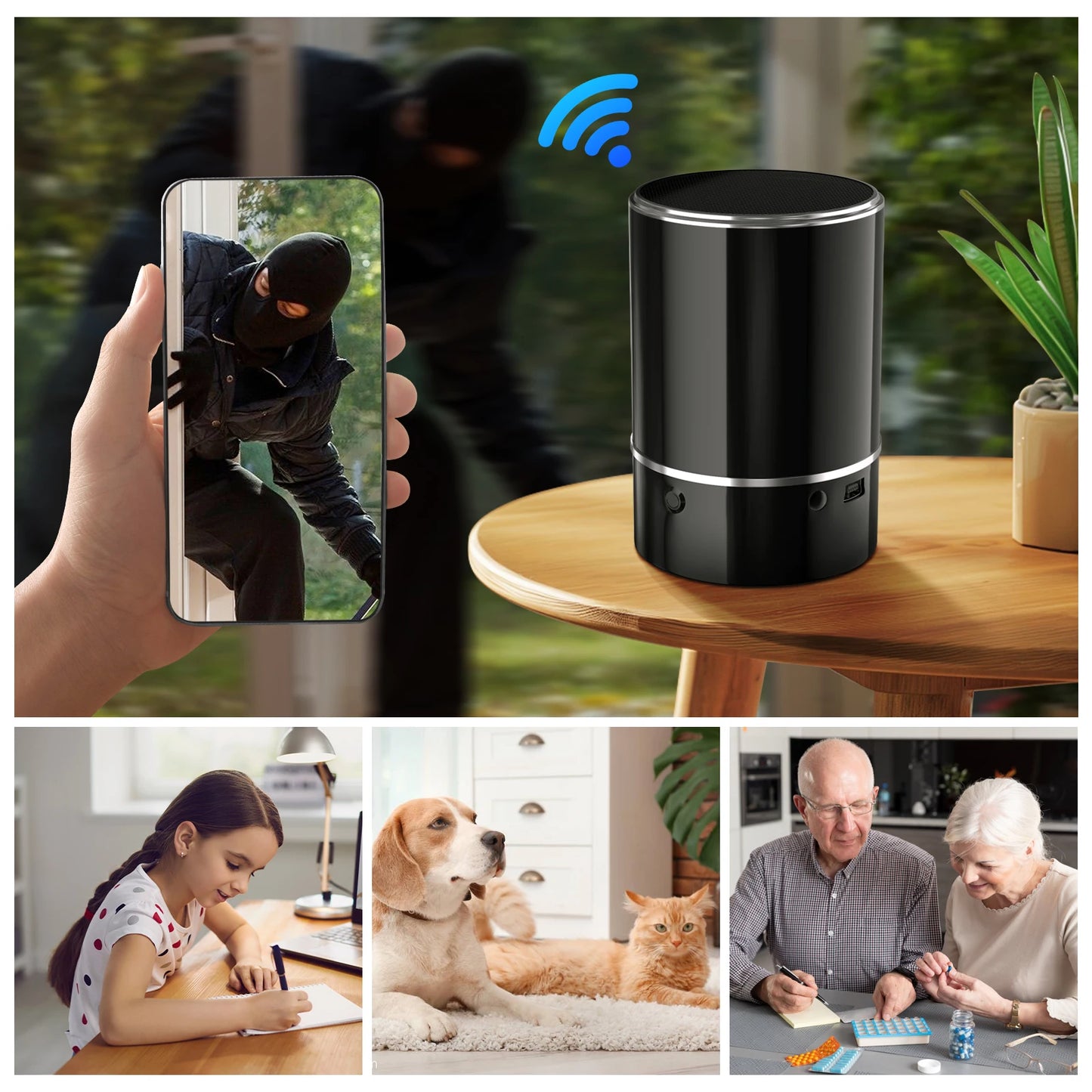 DAIDAN Portable Bluetooth Speaker 4K HD WiFi Home Security Surveillance Camera for Home /Store/Office