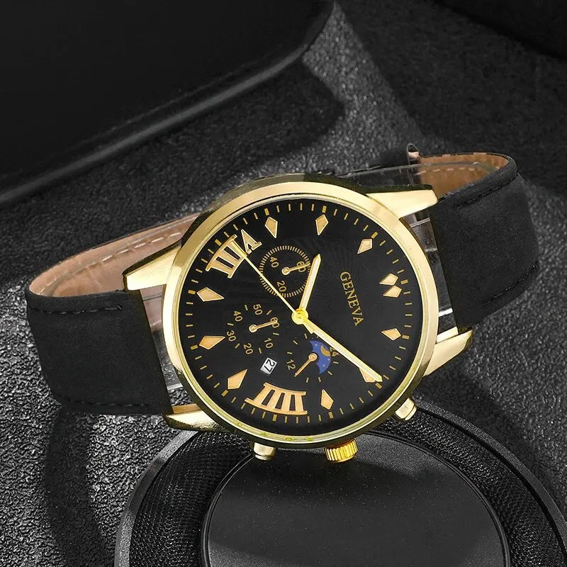 Fashion Mens Sports Watches Man Business Quartz Wristwatch Luxury Leather Band Men Casual Clock Calendar Watch Relogio Masculino