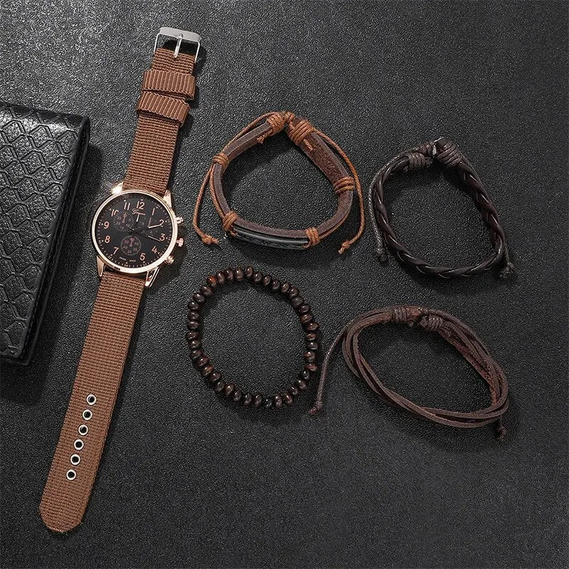 New Mens Fashion Quartz Men Watches Top Brand Luxury Male Clock Watch Sport Wrist Watch Bracelet Set Clock Relogio Masculino