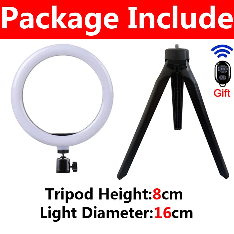 33cm LED Selfie Ring Light Photography Lights Warm Cold Lamp With Tripod Dimmable USB Ringlight For Tiktok Video Live Fill Lamp