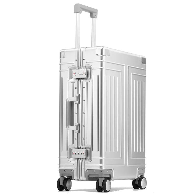 SUSHIMU 100% Aluminum-magnesium alloy Travel Suitcase Rolling Luggage 20/24/28 inch Trolley Luggage Carry-On Cabin Suitcase