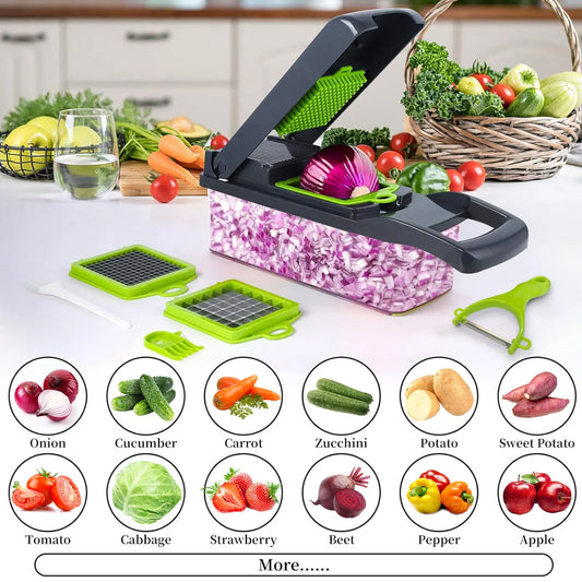 22/16 in 1 Multifunctional Vegetable Chopper Onion Chopper Handle Food Grate Food Chopper Kitchen Vegetable Slicer Dicer Cut