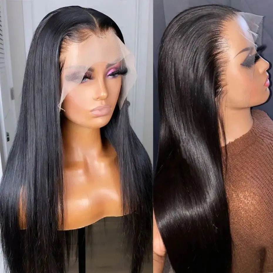 Brazilian 4X4 Bone Straight Lace Closure Human Hair Wig 13x4 13x6 Transparent Lace Front Wigs For Women Pre Plucked MYLOCKME