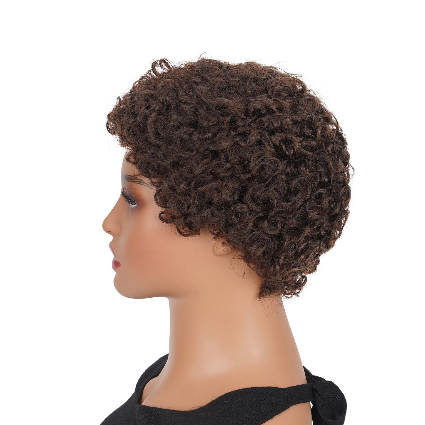 Pixie curto corte encaracolado perucas de cabelo humano brasileiro máquina de cabelo humano perucas para preto feminino natural preto encaracolado perucas de cabelo humano