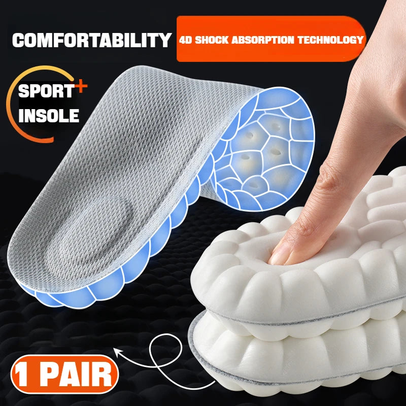 4D Massage Shoes Insoles Super Soft Latex Sports Insole for Feet Running Basket Shoe Sole Arch Support Orthopedic Inserts Unisex