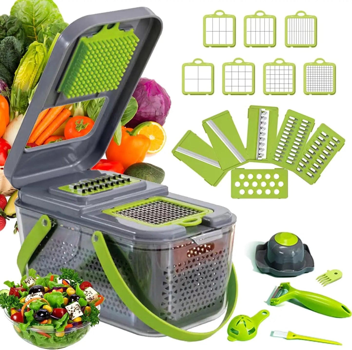 22/16 in 1 Multifunctional Vegetable Chopper Onion Chopper Handle Food Grate Food Chopper Kitchen Vegetable Slicer Dicer Cut