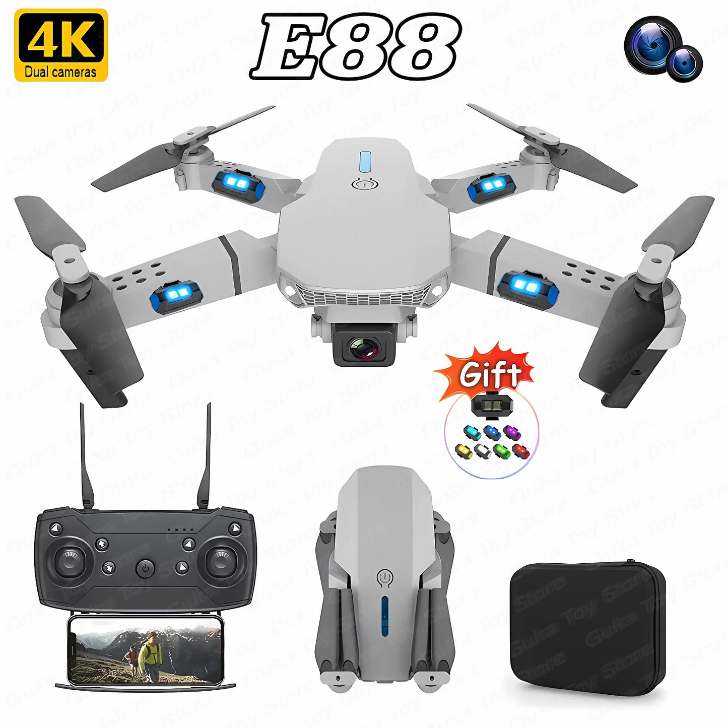 2024 New E88 Pro WIFI FPV Drone Wide Angle HD 4K 1080P Camera Height Hold RC Foldable Quadcopter Dron Helicopter Toys Gift