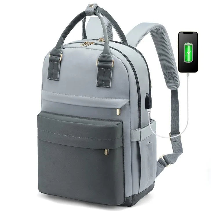 Mochila para laptop de 14 15 polegadas com porta de carregamento USB, mochila de negócios resistente a rasgos para viagens, mochila casual para homens e mulheres