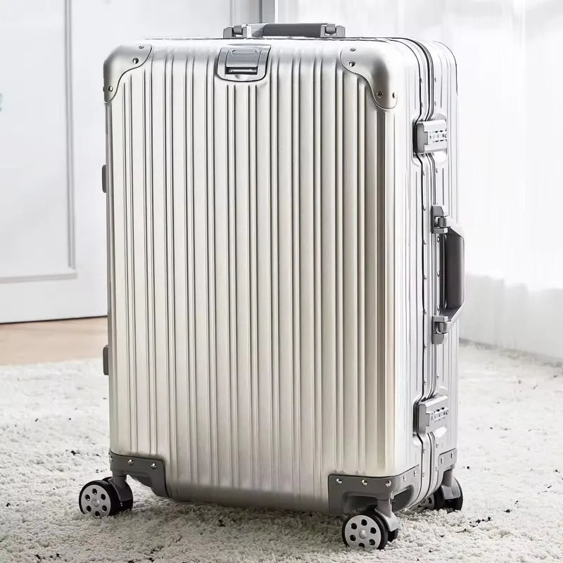 High Quality 100% Aluminum-magnesium alloy material 20/24/26/29 size travel Luggage Spinner brand Travel Suitcase