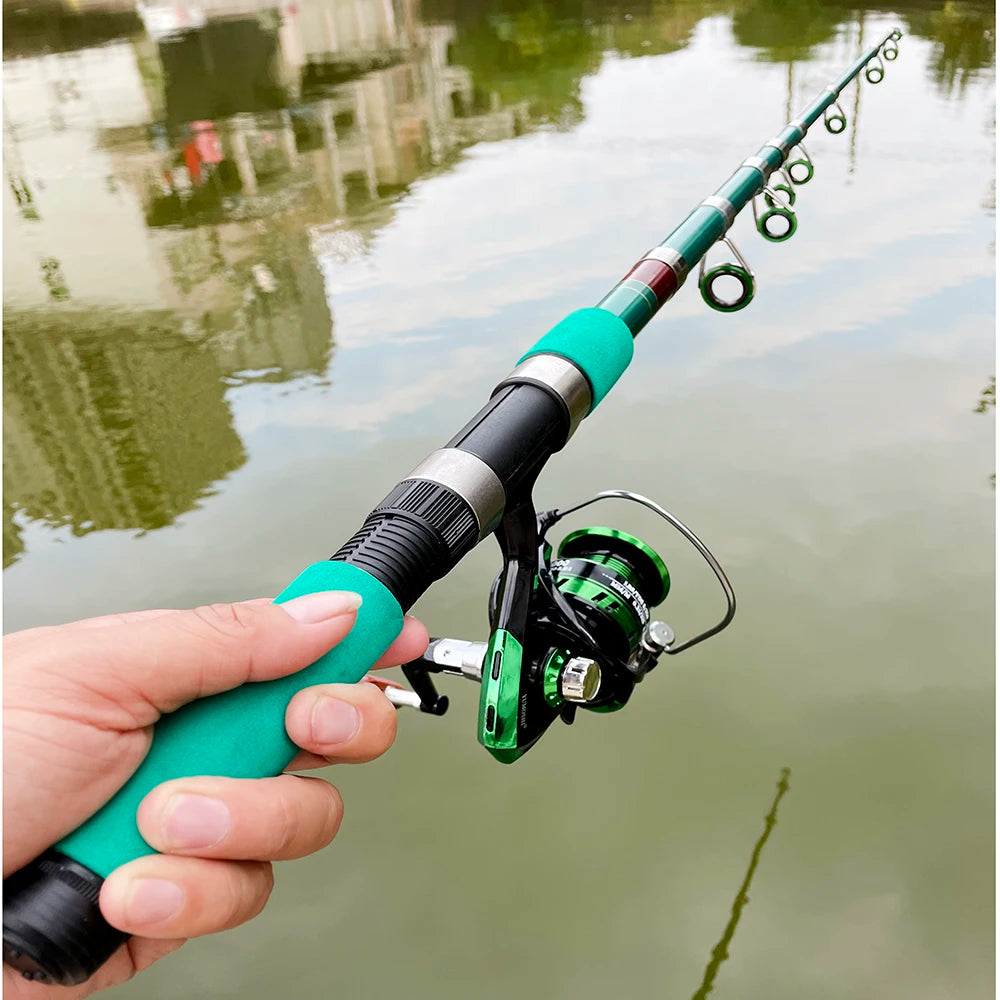 Ultralight Spinning Fishing Rod and 1000/3000/5000 Reel with Fishing Line Gift Combo for Carp Bass Fishing Full Kit De Pesca