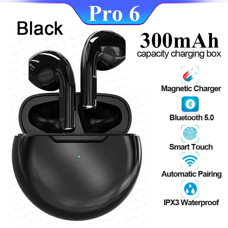 Original Air Pro 6 Pods TWS Max Wireless Bluetooth Earphones Mini Earbuds Earpod Headset For Airpodding Apple iPhone Headphones