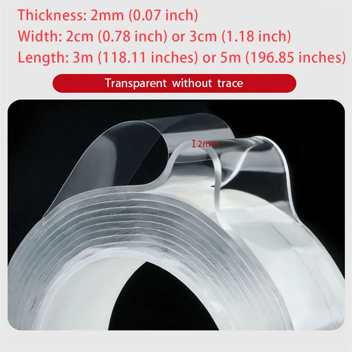 2mm 3M Double-sided Tape Nano Tape 5M Wall Stickers Home Improvement 1M/2M Strong Thicken Tapes Adhesif Double Face Waterproof