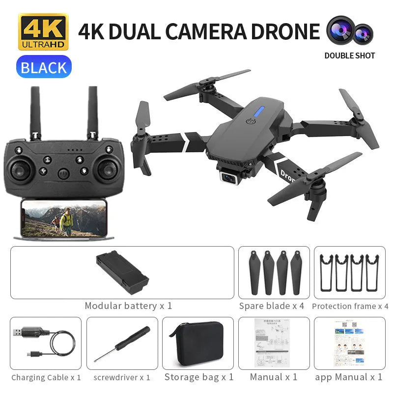 2023 New E88 Pro WIFI FPV Drone Wide Angle HD 4K 1080P Camera Altitude Holding RC Foldable Quadcopter Dron Helicopter Kids Toy G