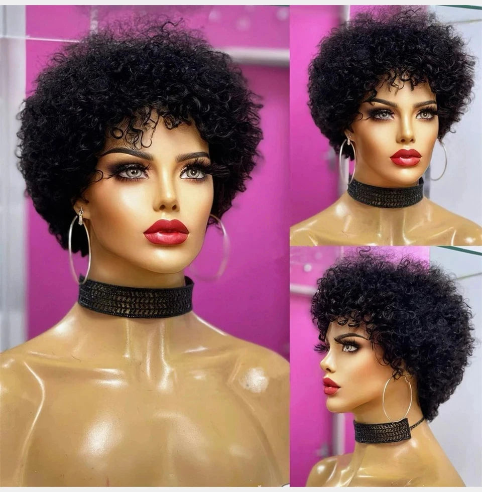 Grande bouncy afro kinky encaracolado perucas para mulheres negras pré arrancadas peruca brasileira virgem remy perucas de cabelo humano