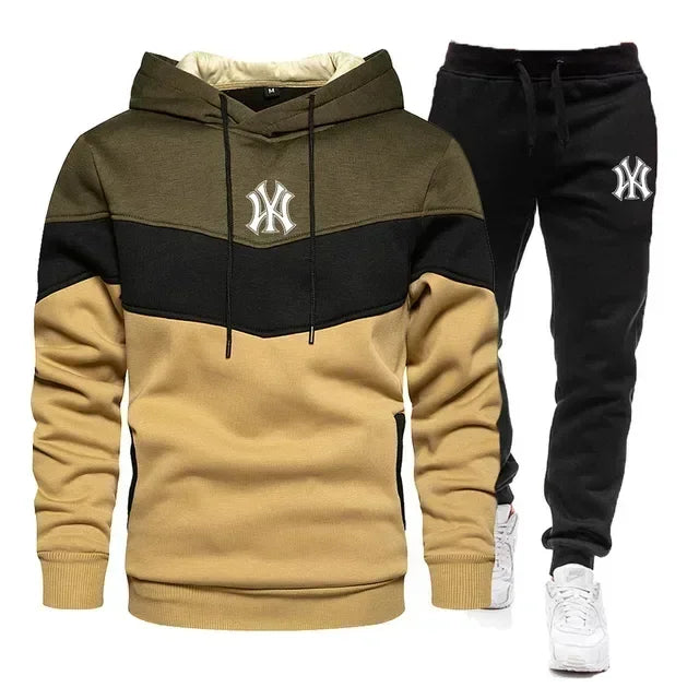 New Men's Sets Spring Autumn Zipper Hoodie and Pants 2 Pieces Casual Tracksuit Male Brand Running Jogging Sportswear Suit