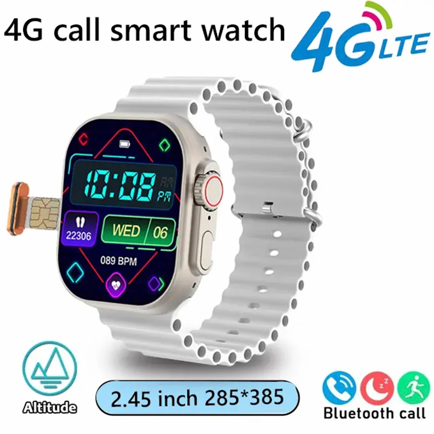 4G Call Smart Watch 2.1-inch 285*384 HD Screen Support SIM card Take a Picture Video call Fashion SmartWatch GPS NFC Smartwatch