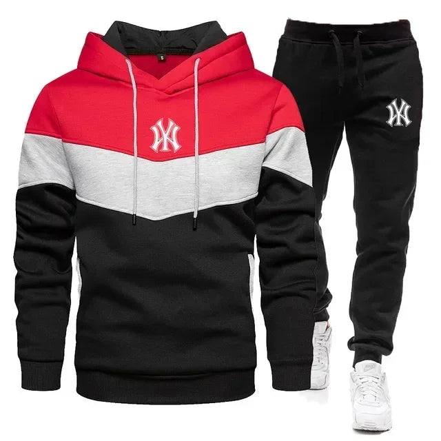 New Men's Sets Spring Autumn Zipper Hoodie and Pants 2 Pieces Casual Tracksuit Male Brand Running Jogging Sportswear Suit