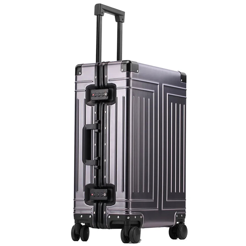 SUSHIMU 100% Aluminum-magnesium alloy Travel Suitcase Rolling Luggage 20/24/28 inch Trolley Luggage Carry-On Cabin Suitcase